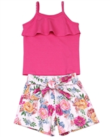 Quimby Girls Cami and Floral Print Shorts Set