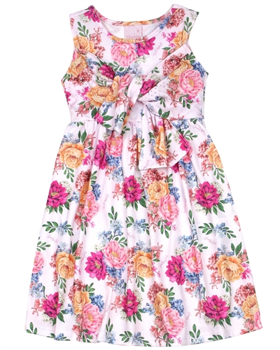 Quimby Girls Jersey Dress in Floral Print