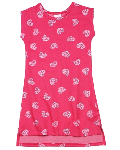 Quimby Girls Knit Dress in Hearts Print in Red