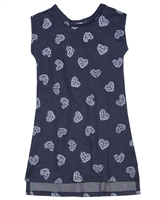 Quimby Girls Knit Dress in Hearts Print in Blue