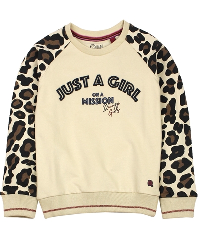 Quapi Girl's Sweatshirt with Cheetah Print Sleeves