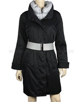 Silolona Women's Goose Down Trench Coat Black