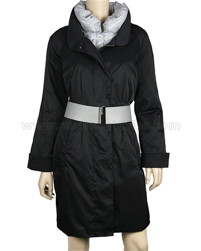 Silolona Women's Goose Down Trench Coat Black