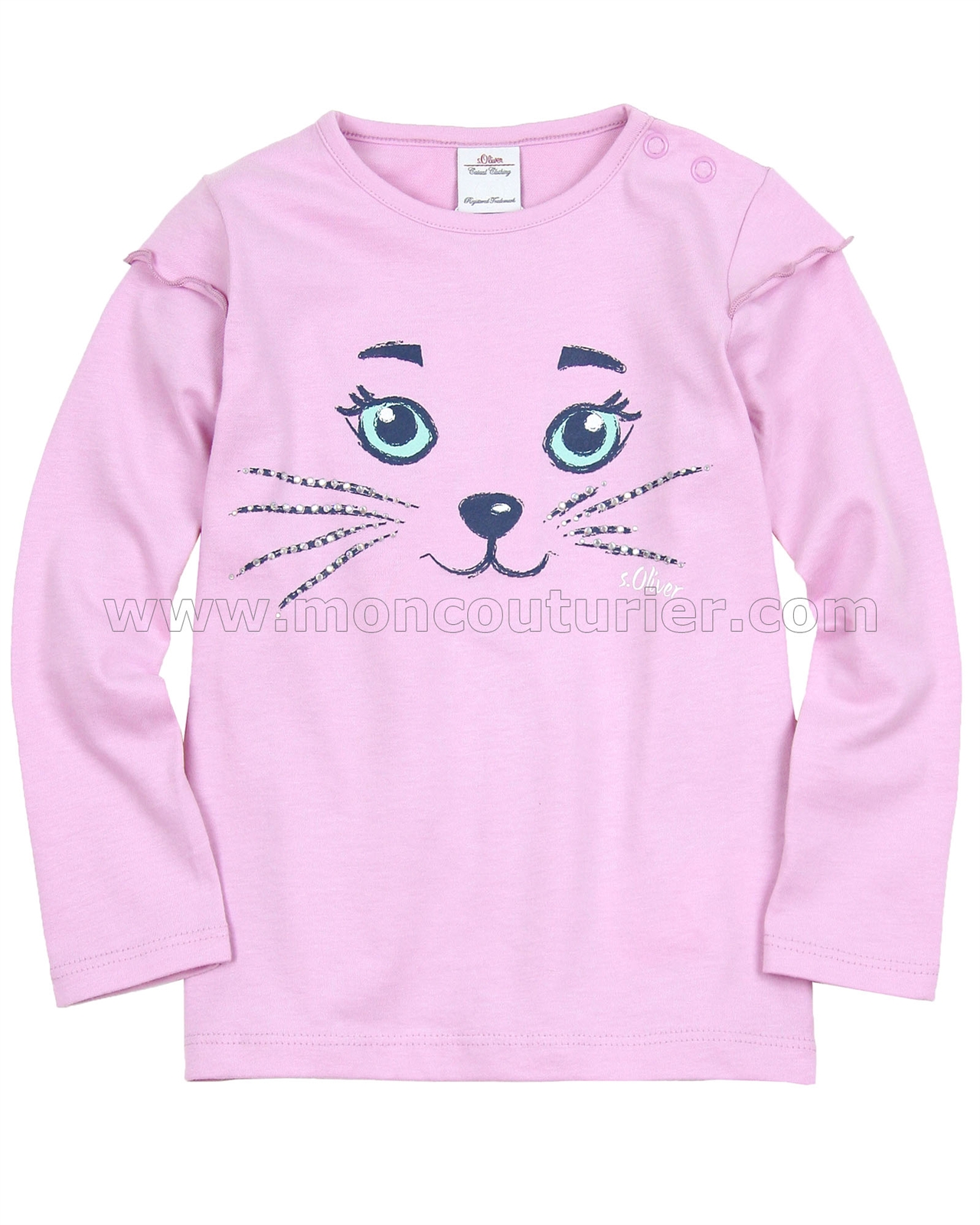 s.Oliver Baby Girls Face Top Pink with Pale Cat