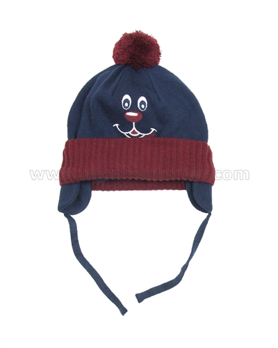 s.Oliver Baby Boys' Pompom Hat with Dog Motif