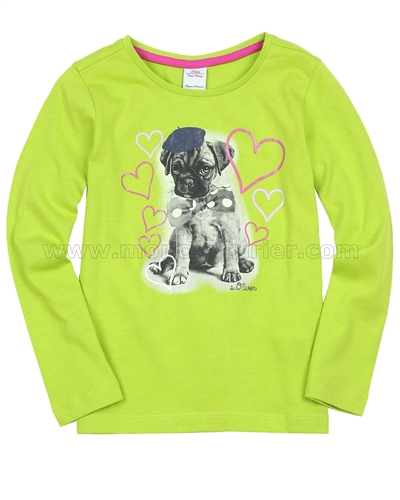 s.Oliver Girls' Top with a Dog Print