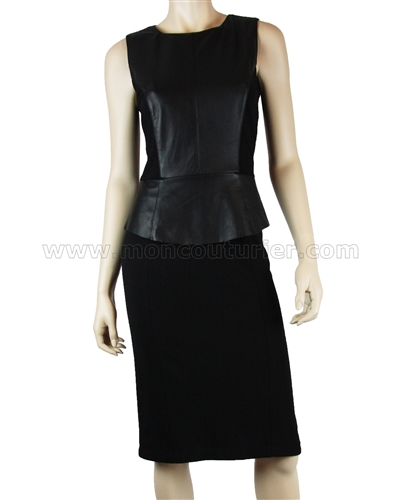 Siste's Women's Leather Peplum  Dress