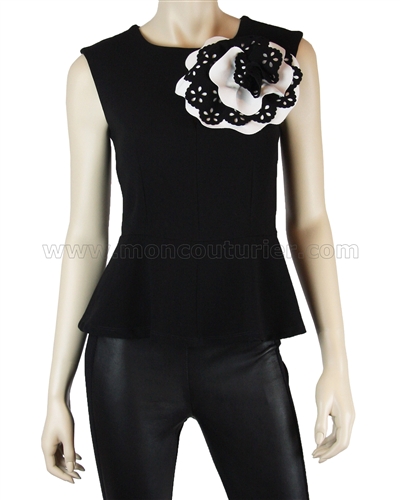 Siste's Women's Top with Flower Black