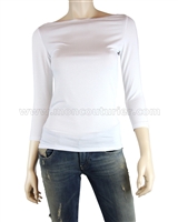 SISTE'S Women's Basic Top with Boat Neck White, Sizes S-L