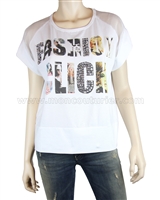 SISTE'S Women's T-shirt with Print and Crystals, Sizes S-L