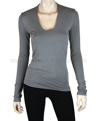Siste's Women's Deep Scoop Neck Top Gray