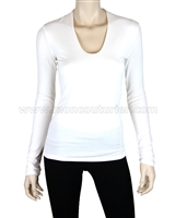 SISTE'S Women's Deep Scoop Neck Top White, Sizes S-L