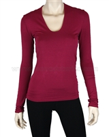 SISTE'S Women's Deep Scoop Neck Top Pomagranate, Sizes S-L