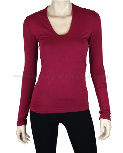 Siste's Women's Deep Scoop Neck Top Pomagranate