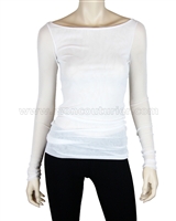 SISTE'S Women's Boat Neck Mesh Top White, Sizes S-L