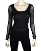 Siste's Women's Scoop Neck Mesh Top Black