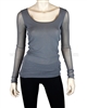 Siste's Women's Scoop Neck Mesh Top Gray