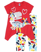 Tuc Tuc Little Girls Tunic with Dino Print and Leggings Set
