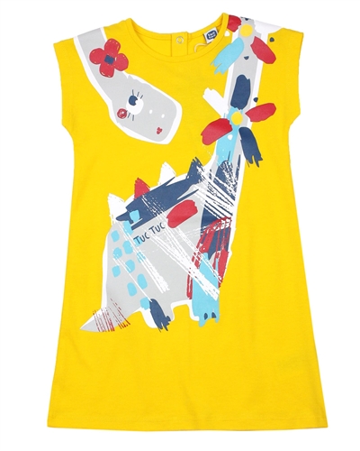 Tuc Tuc Little Girl's T-shirt Dress with Dinosaur Print