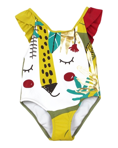 Tuc Tuc Little Girl's One-piece Swimsuit with Safari Print