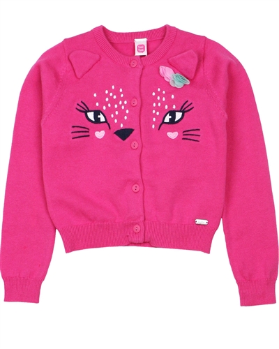 Tuc Tuc Little Girl's Knit Cardigan with Cat Face
