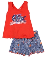 Tuc Tuc Little Girls Fishes Print Jersey Tank and Shorts Set