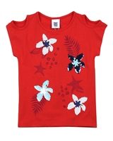 Tuc Tuc Girl's T-shirt with Sequin Flowers