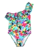 Tuc Tuc Girl's One-shoulder Swimsuit in Tropical Print
