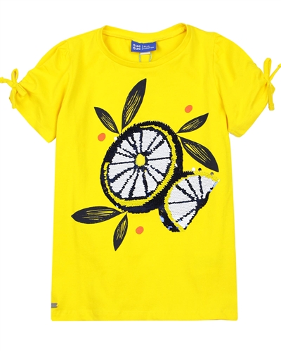 Tuc Tuc Girl's T-shirt with Reversible Sequin Lemon