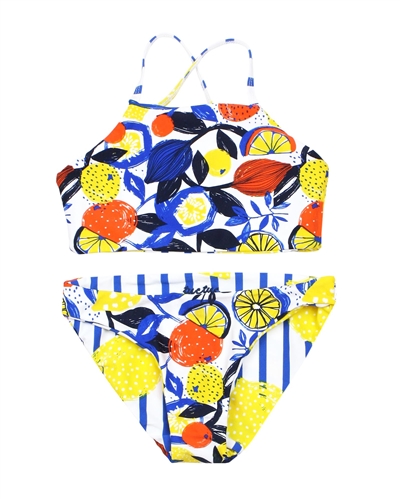 Tuc Tuc Girl's Reversible Bikini in Lemons Print