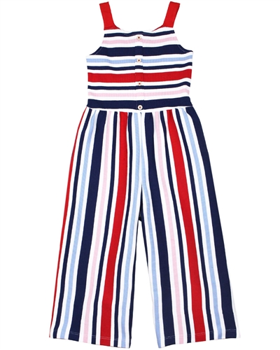Tuc Tuc Girl's Striped Ribbed Jumpsuit
