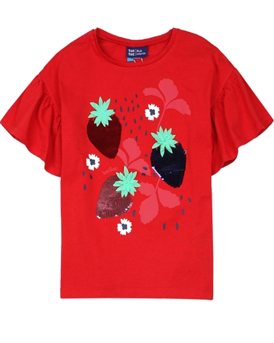 Tuc Tuc Girl's Bell Sleeve T-shirt with Strawberries