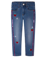 Tuc Tuc Girl's Denim Pants with Strawberry Aplliques