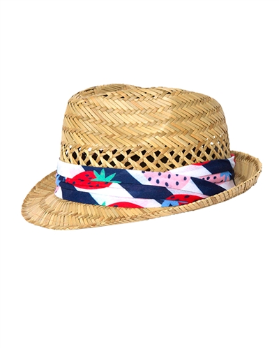 Tuc Tuc Girl's Raffia Hat with Strawberry Print Band