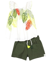 Tuc Tuc Girl's Ruffle Shoulders Top and Shorts Set