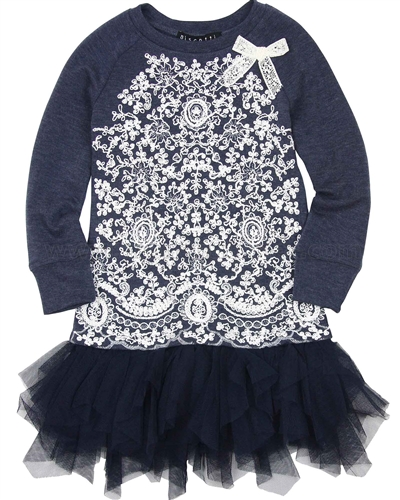 Biscotti Little Delovely Dress with Tulle Bottom Navy